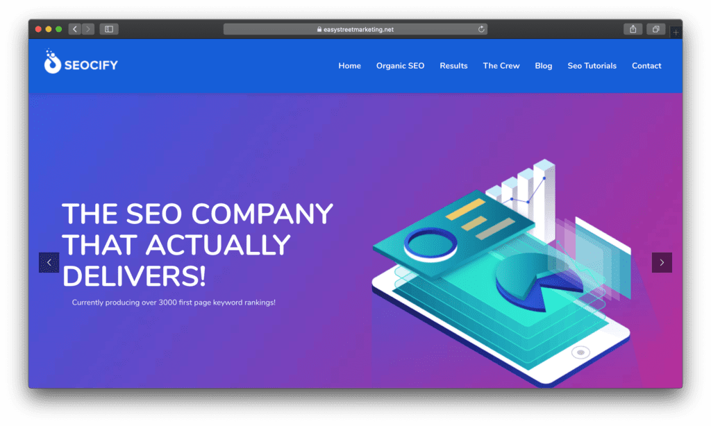 Screenshot of website